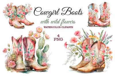 Cowgirl boots and wild flower