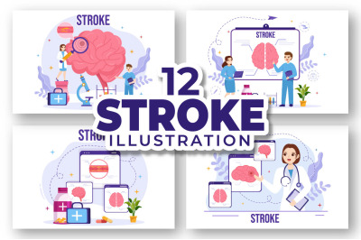 12 Human Brain Stroke Illustration