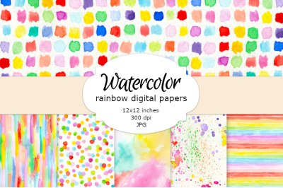 Watercolor rainbow digital paper