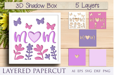 Mom shadow box svg, 3dmothers day layered svg