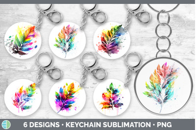 Rainbow Ash Leaves Keychain | Sublimation Keyring Designs Bundle