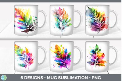 Rainbow Ash Leaves Mug Wrap | Sublimation Coffee Cup Designs Bundle