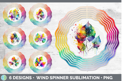 Rainbow Aspen Leaves Wind Spinner | Sublimation Spinner Designs Bundle