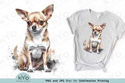 Watercolor Chihuahua Png Clipart Sublimation Image