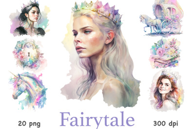 Pastel Princess Watercolor | Fairytale Clipart