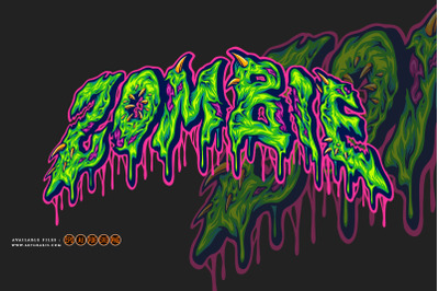 Zombie typeface lettering gooey effect logo illustrations