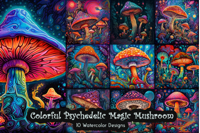 Colorful Psychedelic Magic Mushroom