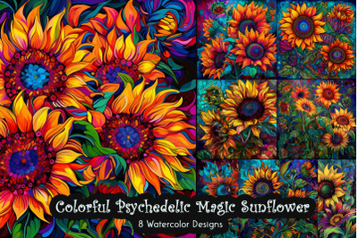 Colorful Psychedelic Magic Sunflower