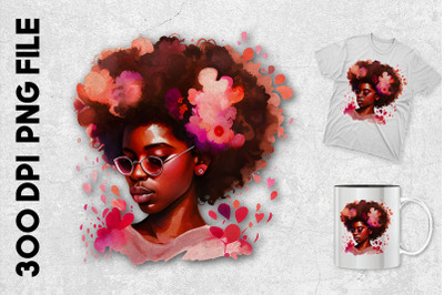 Black Girl With Afro Hair Full Of Hearts