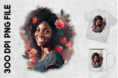 A Black Girl Smiling Flowers On Her Hair