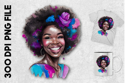 A Black Woman Afro Hair And Flower