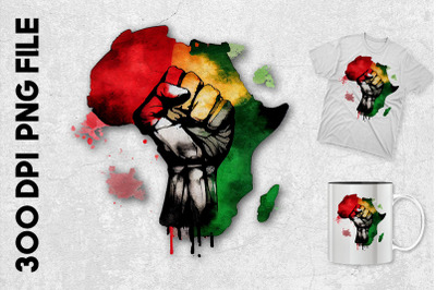 Black Fist With Africa Map