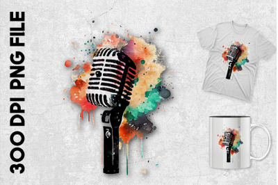 Microphone With Colorful Splashes On It