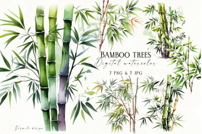 Watercolor Bamboo Trees