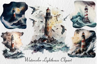 Watercolor lighthouse clipart