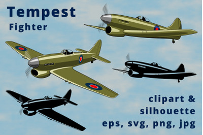 Tempest British Fighter Plane Clipart