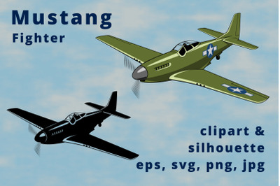 Mustang USA Fighter Plane Clipart