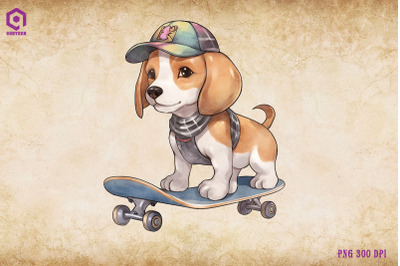 Beagle Dog Skateboarding