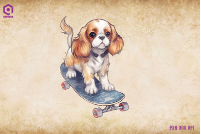 King Charles Spaniel Dog Skateboarding