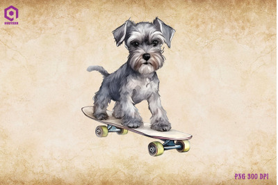 Miniature Schnauzer Dog Skateboarding