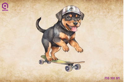 Rottweiler Dog Skateboarding