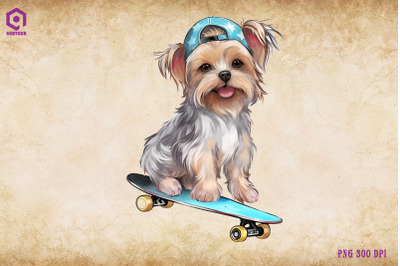 Yorkshire Terrier Dog Skateboarding