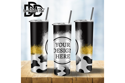 Cowhide Tumbler Glitter 20oz Sublimation Tumbler, Mothers Day Straight