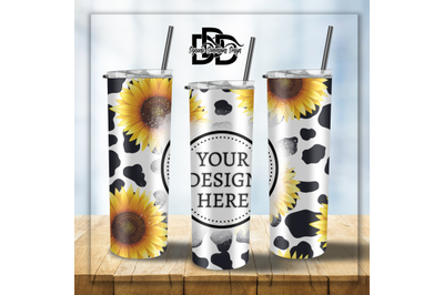 Cowhide Sunflower Tumbler Glitter 20oz Sublimation Tumbler&2C; Mothers Da