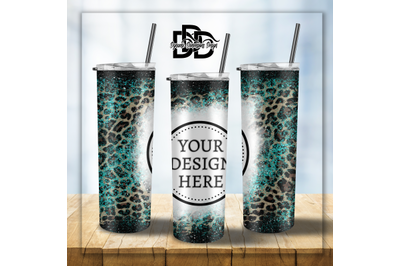 20 OZ Glitter Leopard Skinny Tumbler Design, Straight Tumbler, Sublima