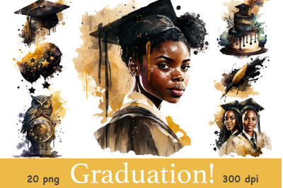 Graduation Elements Set | African American Clipart Bundle