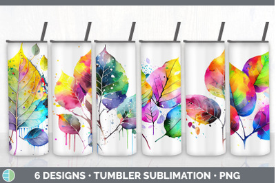 Rainbow Aspen Leaves Tumbler | Sublimation 20 oz Skinny Tumbler Design