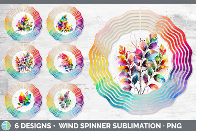 Rainbow Birch Leaves Wind Spinner | Sublimation Spinner Designs Bundle