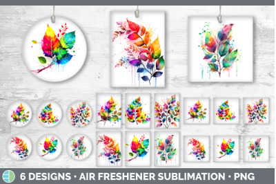 Rainbow Birch Leaves Air Freshener | Sublimation Car Freshener Designs