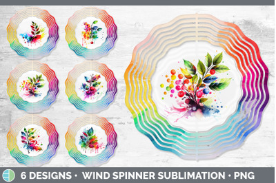 Rainbow Cherry Leaves Wind Spinner | Sublimation Spinner Designs Bundl