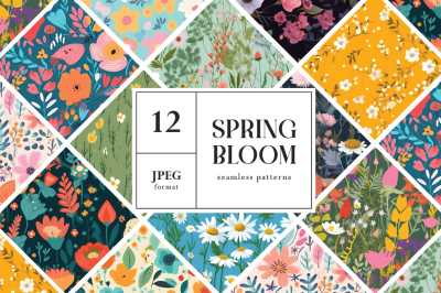 Spring Bloom Seamless Patterns