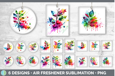 Rainbow Cherry Leaves Air Freshener | Sublimation Car Freshener Design