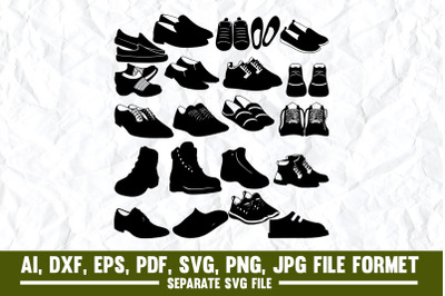 Shoe, Men, Vector, Boot, Women, Symbol, Walking, Black And White, Spor