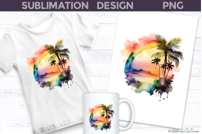 Palm Beach Sublimation I Tropical Beach T Shirt Design