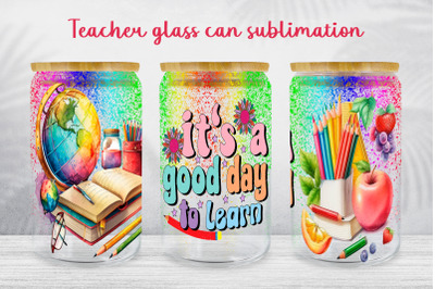 Teacher glass can wrap School libby glass can sublimation