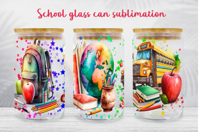 Teacher glass can wrap School libby glass can sublimation