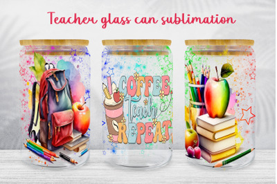 Teacher glass can wrap School libby glass can sublimation