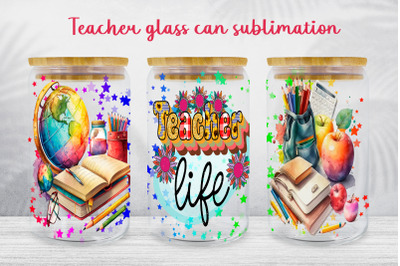 Teacher glass can wrap School libby glass can sublimation