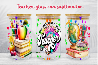 Teacher glass can wrap School libby glass can sublimation