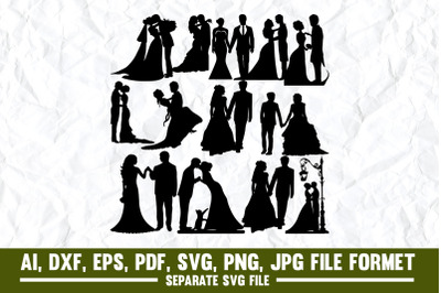 Wedding Couple, Groom Human Role, In Silhouette, Making, Wedding, Adul