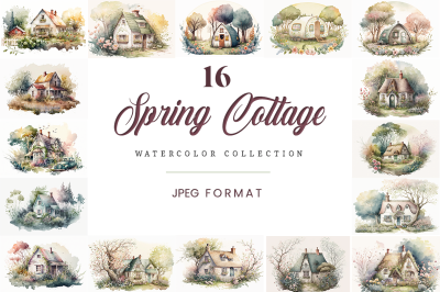 Spring Cottage Watercolor Collection