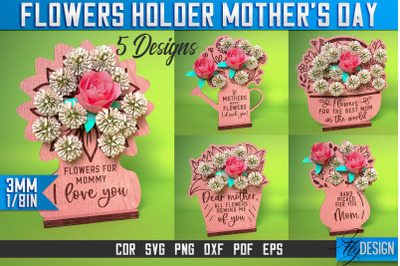 Flowers Holder Mothers Day Laser Cut SVG | Mother Laser Cut SVG Design