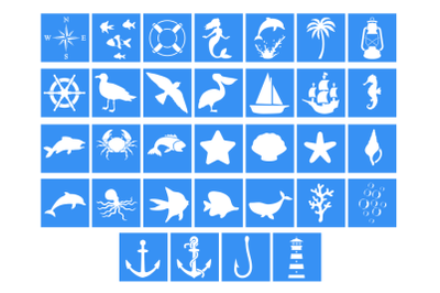32 Nautical Stencil, Nautical Digital Stencil Templates SVG PNG.