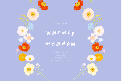 Warmly Meadow Wildflowers Clipart Bright Floral png