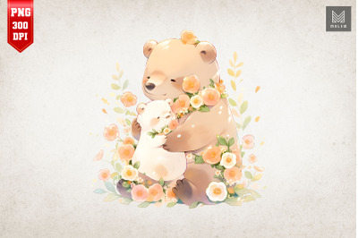 Mother Bear &amp; Baby Bear Watercolor
