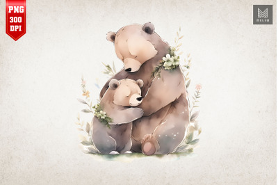 Mother Bear &amp; Baby Bear Watercolor 3